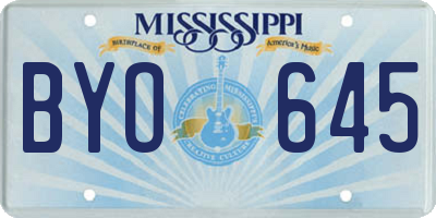 MS license plate BYO645