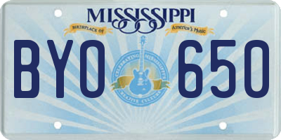 MS license plate BYO650