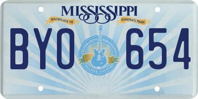 MS license plate BYO654