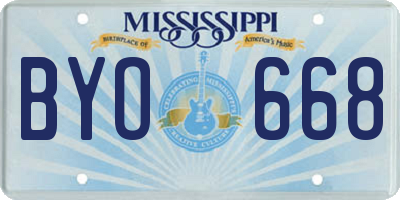 MS license plate BYO668