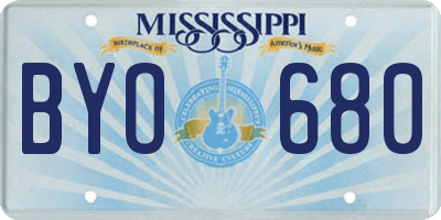MS license plate BYO680