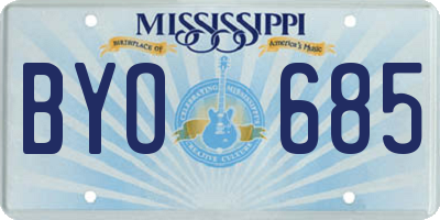 MS license plate BYO685