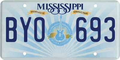 MS license plate BYO693