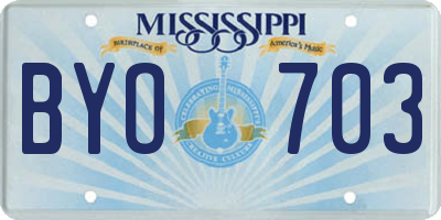 MS license plate BYO703