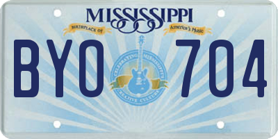 MS license plate BYO704