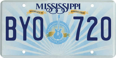 MS license plate BYO720