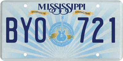 MS license plate BYO721