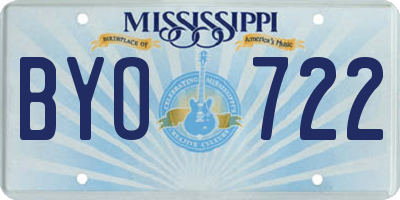 MS license plate BYO722