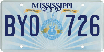 MS license plate BYO726