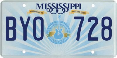MS license plate BYO728