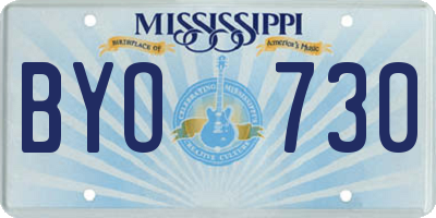 MS license plate BYO730