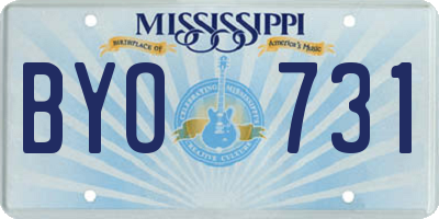 MS license plate BYO731