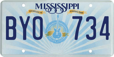 MS license plate BYO734