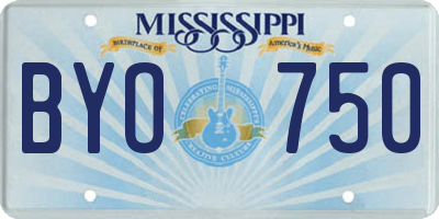 MS license plate BYO750