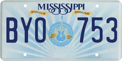 MS license plate BYO753