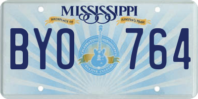 MS license plate BYO764