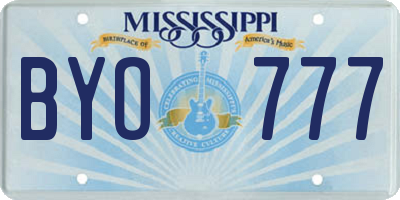 MS license plate BYO777