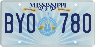 MS license plate BYO780