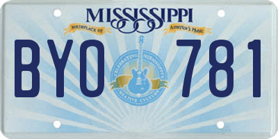 MS license plate BYO781