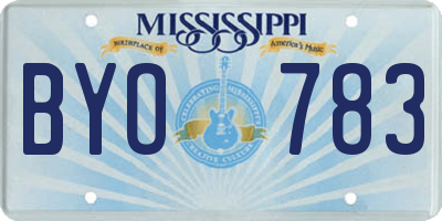 MS license plate BYO783