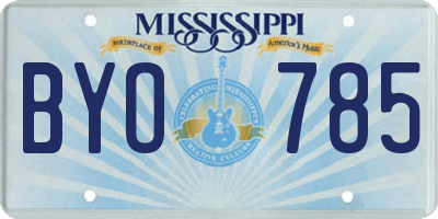 MS license plate BYO785