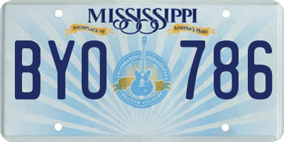 MS license plate BYO786