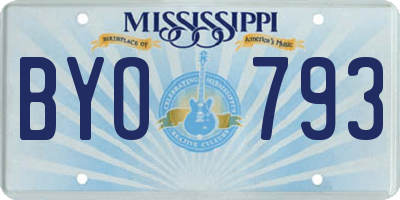MS license plate BYO793