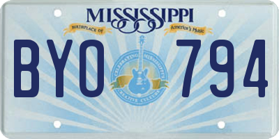 MS license plate BYO794