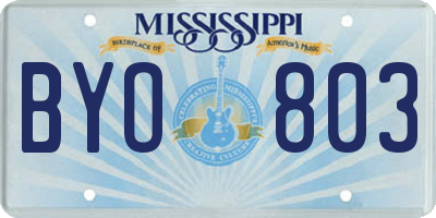 MS license plate BYO803