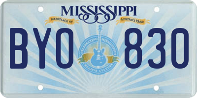 MS license plate BYO830