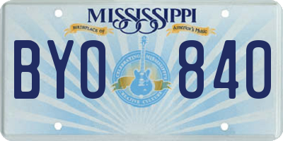 MS license plate BYO840