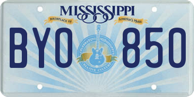 MS license plate BYO850