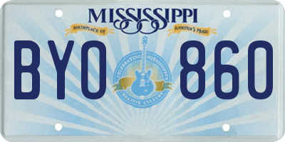 MS license plate BYO860