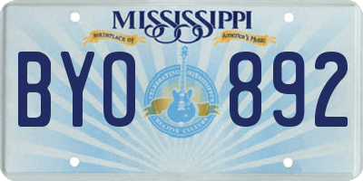 MS license plate BYO892