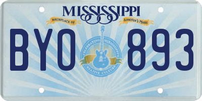 MS license plate BYO893