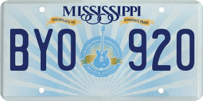 MS license plate BYO920