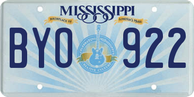 MS license plate BYO922
