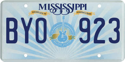 MS license plate BYO923