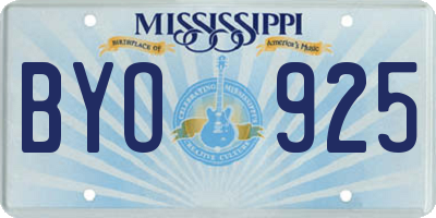 MS license plate BYO925