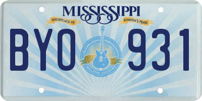 MS license plate BYO931
