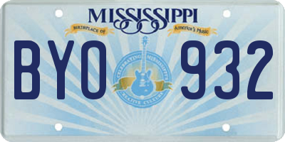 MS license plate BYO932