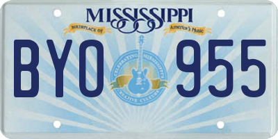 MS license plate BYO955