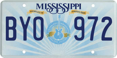 MS license plate BYO972