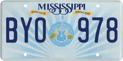 MS license plate BYO978