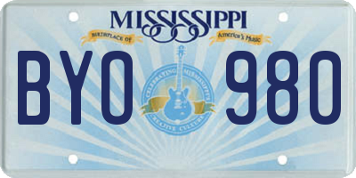 MS license plate BYO980