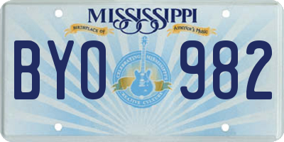 MS license plate BYO982
