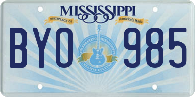 MS license plate BYO985
