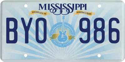 MS license plate BYO986