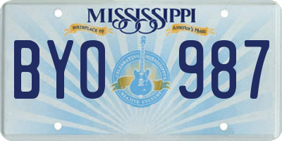 MS license plate BYO987
