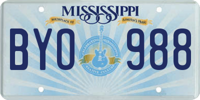 MS license plate BYO988